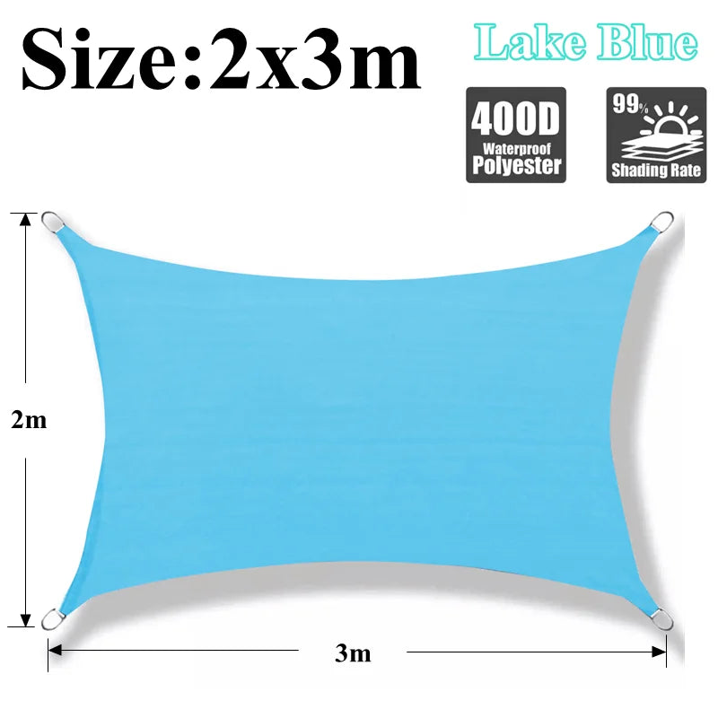 Waterproof Shading Sail Lake Blue Outdoor Awning Swimming Pool Cover Rainproof Sunshade Cloth Beach Camping Triangle Sun Shelter