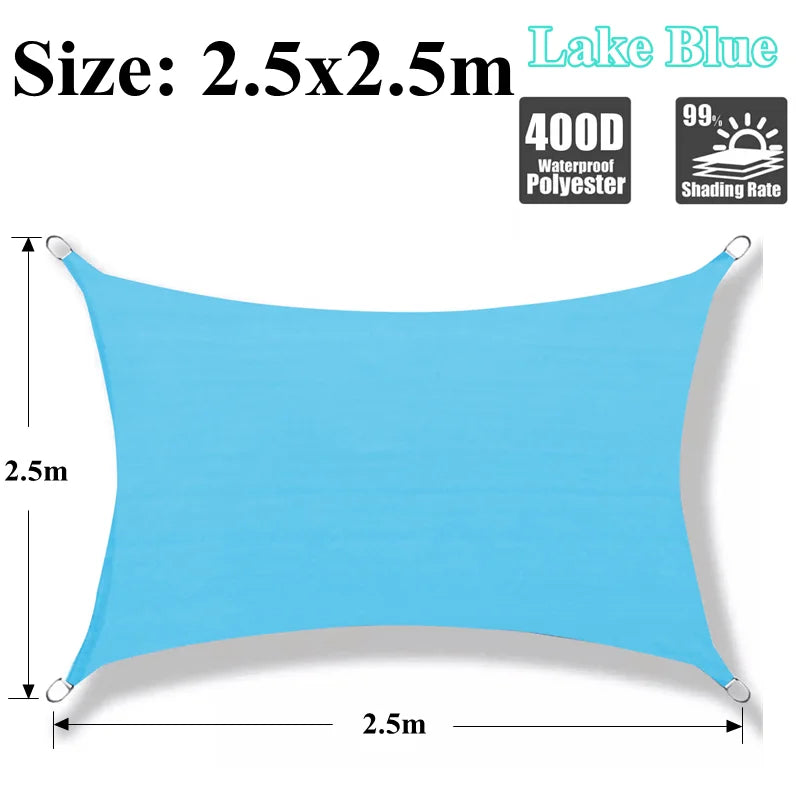 Waterproof Shading Sail Lake Blue Outdoor Awning Swimming Pool Cover Rainproof Sunshade Cloth Beach Camping Triangle Sun Shelter