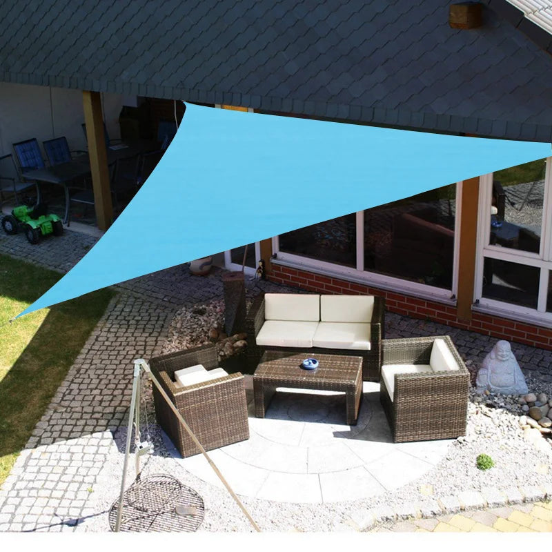 Waterproof Shading Sail Lake Blue Outdoor Awning Swimming Pool Cover Rainproof Sunshade Cloth Beach Camping Triangle Sun Shelter