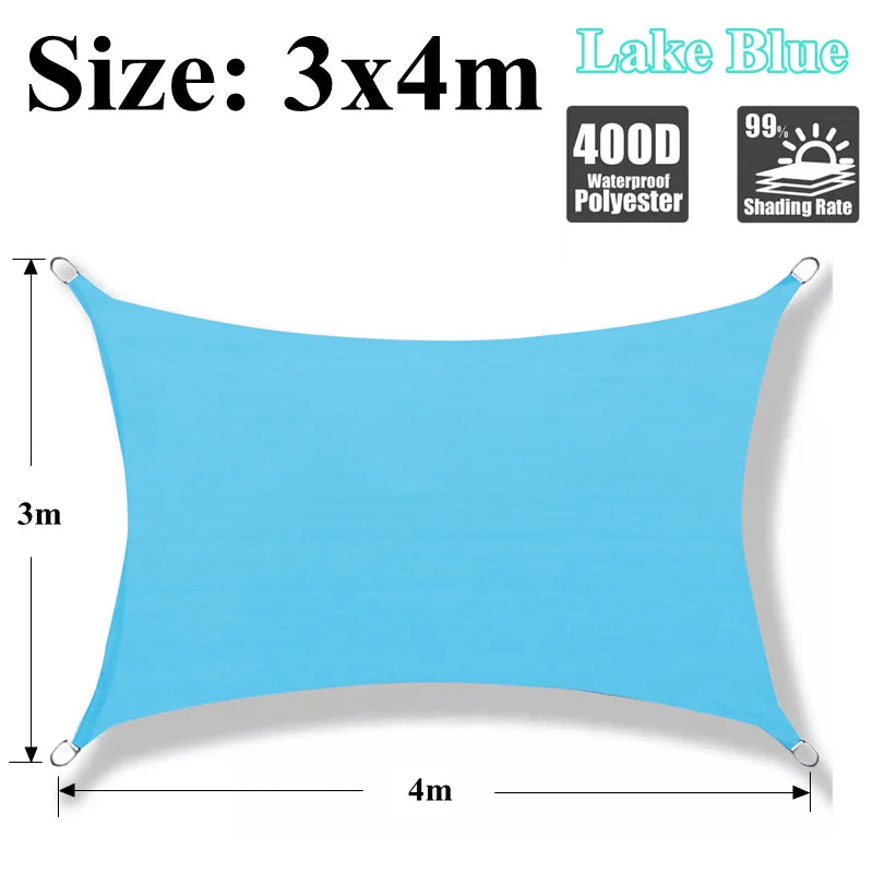 Waterproof Shading Sail Lake Blue Outdoor Awning Swimming Pool Cover Rainproof Sunshade Cloth Beach Camping Triangle Sun Shelter