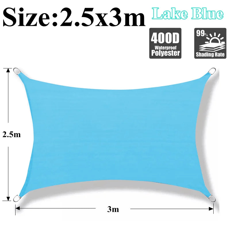 Waterproof Shading Sail Lake Blue Outdoor Awning Swimming Pool Cover Rainproof Sunshade Cloth Beach Camping Triangle Sun Shelter